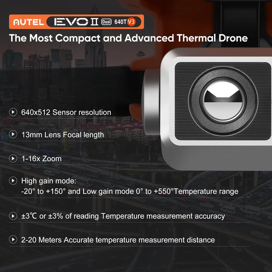 Autel Robotics EVO 640T V3 Drone Remote ID Supported 16x Digital Zoom Dual Camera 6K mapping surveying search and rescue IP43