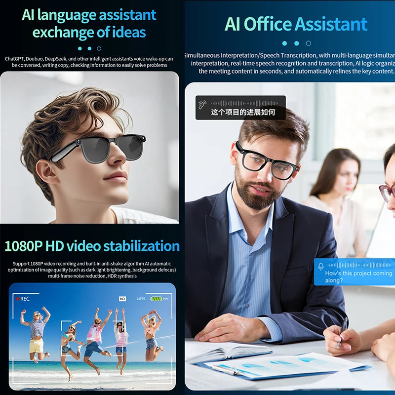 2026 New Al Smart Glasses 800W HD Camera Photo Video Recording Translation Al Image Recognition Al Conversation Smart Glasses - Boltvibewarehouse