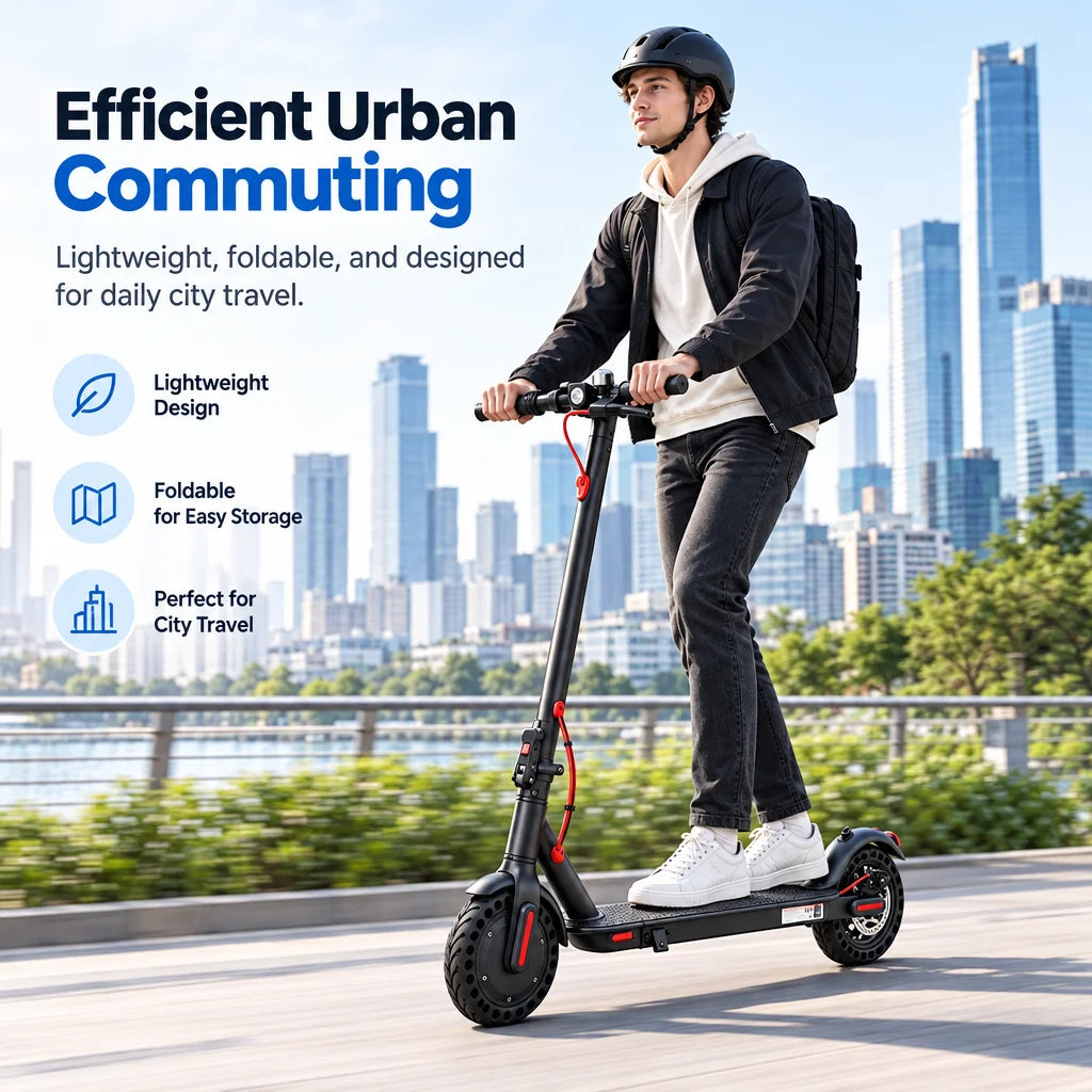 Adult Electric Scooter 8.5" Honeycomb Solid Tire Fast Charging LED Light Portable Folding E-Scooter for City Travel