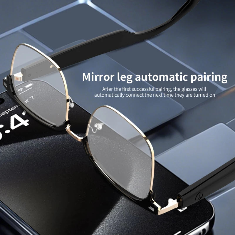 Bluetooth Smart Audio Glasses with AI Real-time Translation Open Ear Speaker Hands-free Calling Music Smart Glasses for Travel Business Meeting