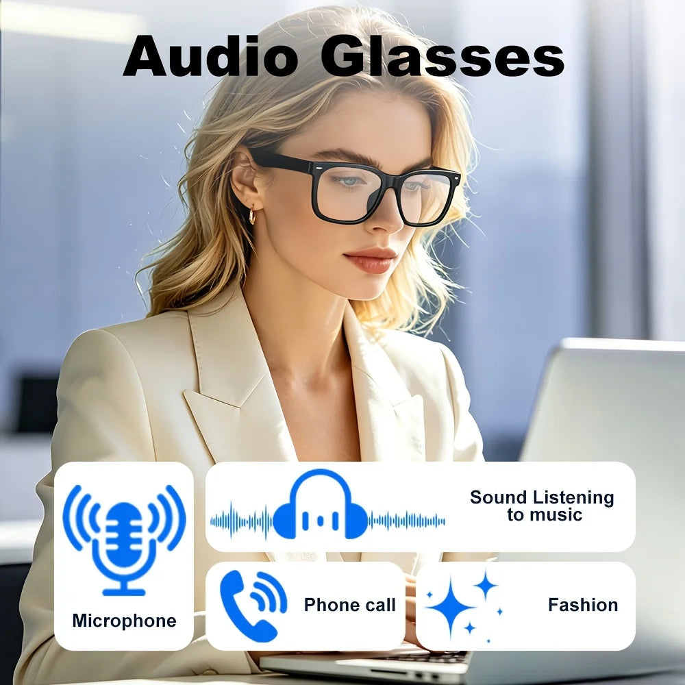 Wireless Audio Glasses, Multifunctional Bluetooth Glasses for Men and Women, Support Hands-free Calling in High-definition Voice, High Fidelity Music Quality