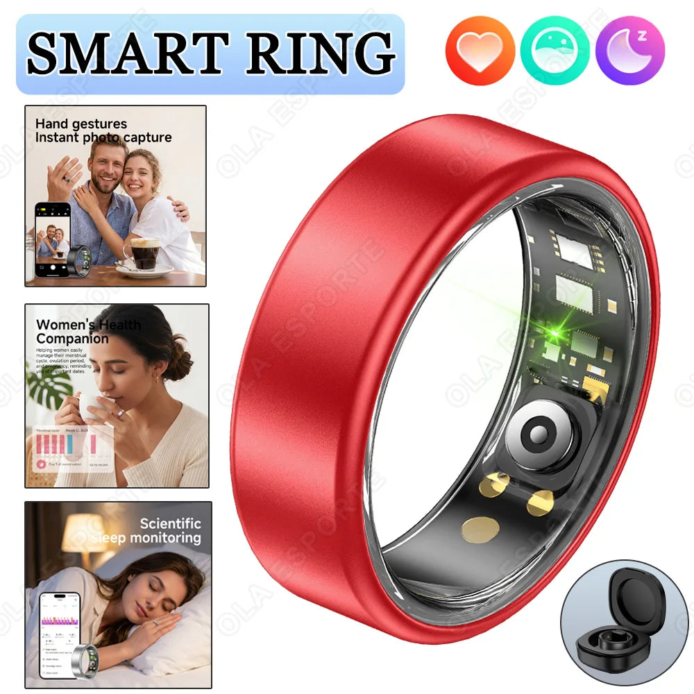 New Smart Ring with Case Heart Rate Blood Pressure Sleep Monitoring GPS Tracking IP68 Waterproof Men Women Smart Rings Gift Ring