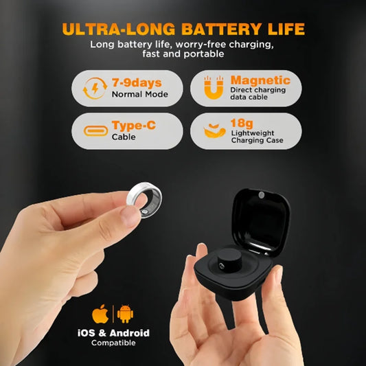 Casatelier White Ceramic Smart Ring, Accurately Tracks SpO2, Heart Rate & Sleep, Long Battery Life, IP68 Waterproof, No Subscription, Android & iOS Compatible, Couple's Gift