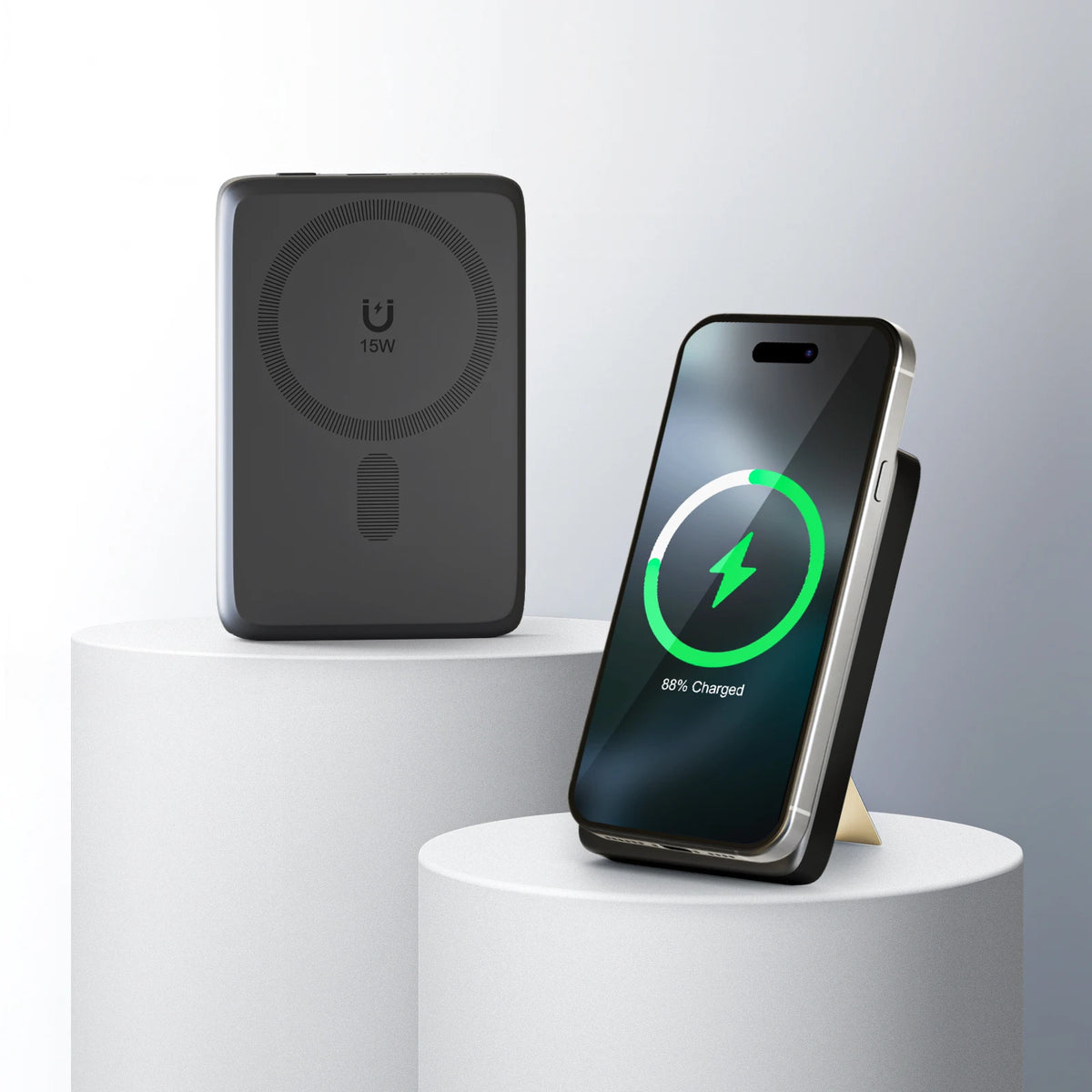 10000mAh Wireless Magnetic Power Bank 2-in-1 Fast Charging 15W Portable External Battery for For iPhone Samsung iWatch