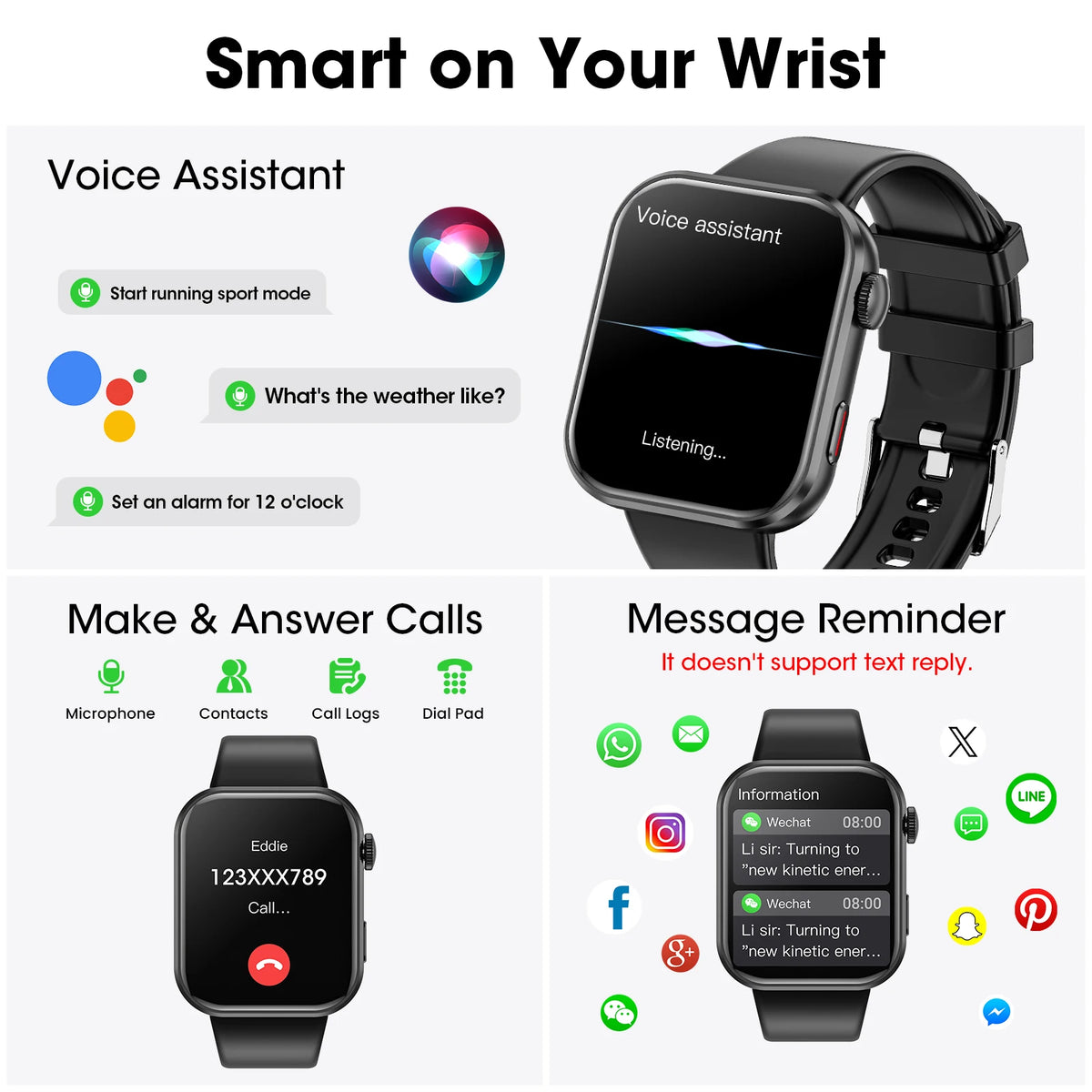 Y2 Smart Watch Bluetooth Call 1.93" HD Touch Screen IP68 Waterproof Heart Rate Blood Oxygen Monitor Fitness Watch For Android IOS