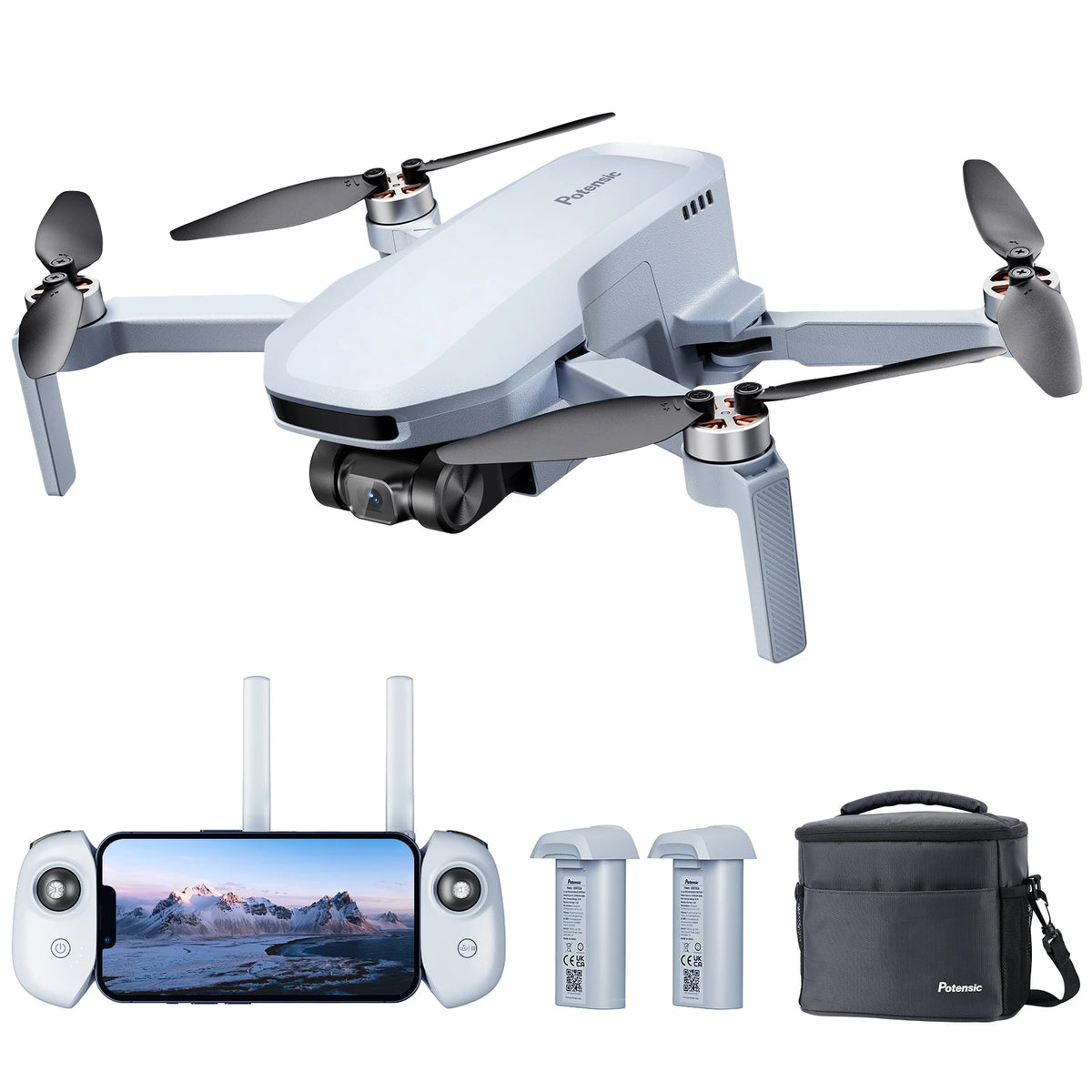 Potensic ATOM SE GPS Drone with 4K EIS Camera, Under 249g, 62 Mins Flight, 4KM FPV Transmission, Brushless Motor, Max Speed 16m/s, Auto Return, Lightweight and Foldable Drone for Adults Beginner