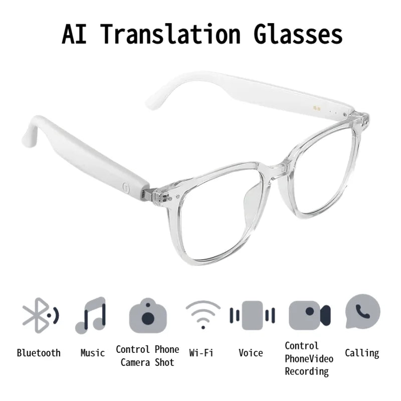 Smart AI Translation Glasses, Ultra‑Light Portable Eyewear Supporting 164 Languages, Photochromic Lenses, Open‑Ear Design for Hands‑Free Calls & Music, for Travel Sports Daily Use
