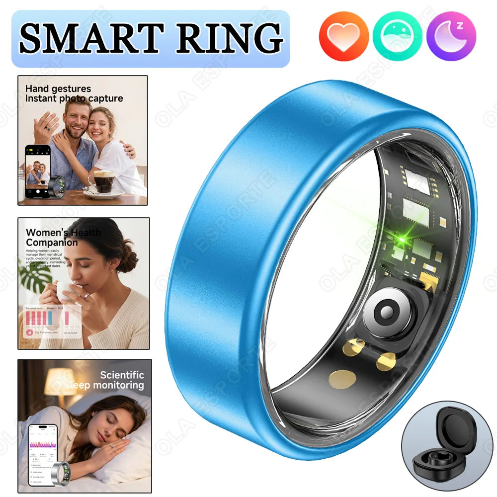 New Smart Ring with Case Heart Rate Blood Pressure Sleep Monitoring GPS Tracking IP68 Waterproof Men Women Smart Rings Gift Ring