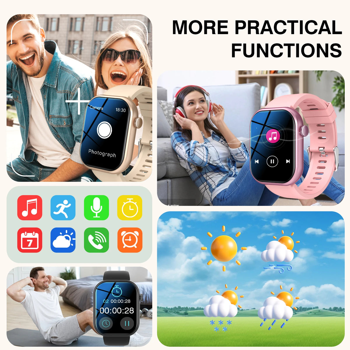 2026 New Smart Watch,HD Touch Screen Smart Watch,Wireless Call, Music Control, Fitness Tracker, Remote Camera, Multi-Sport Modes, Sedentary Reminder, Suitable for Android & IPhone