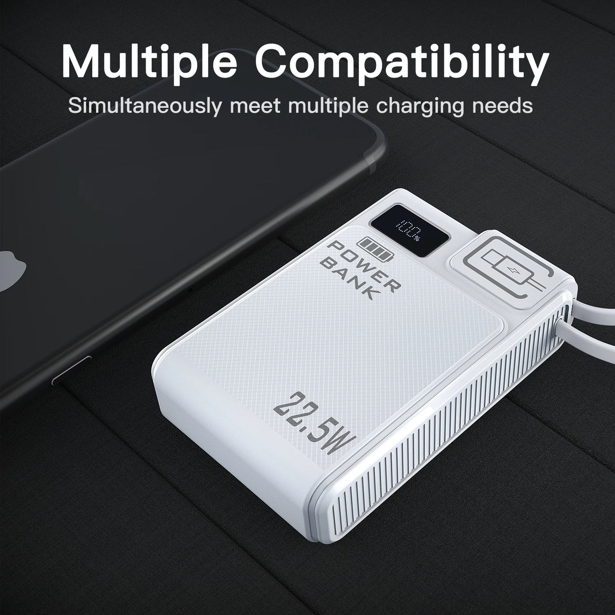 TQQDCI 10000mAh Portable Power Bank PD-C22.5W Dual Charge with Fast Charging Type-C Cable Compatible with iPhone And Samsung