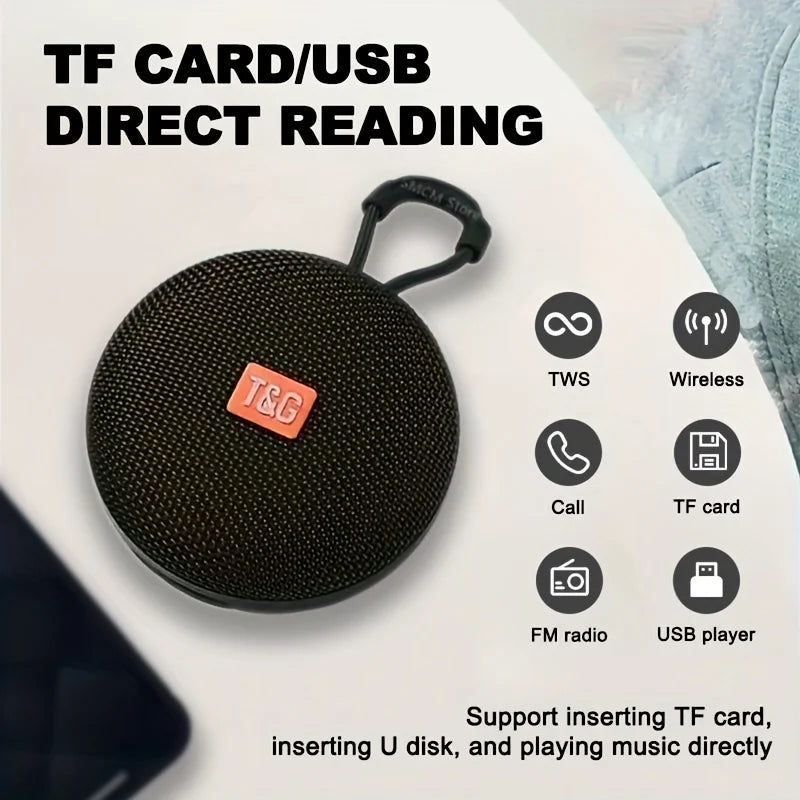 TG352 Bluetooth Speaker with Carry Rope, Bluetooth 5.3 Wireless Audio, USB Rechargeable, Hangs on Bags & Bicycles, Compatible with Phone/PC/Tablet, Great for Travel, Party, Outdoor Use & Gift Giving - Boltvibewarehouse