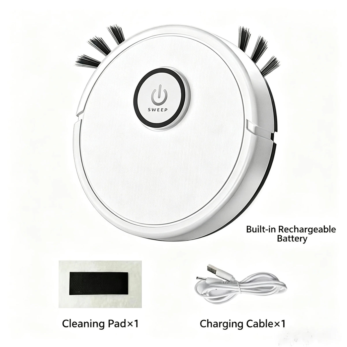 Robot Vacuum Cleaner 3-in-1 Sweeping Mopping Suction, 4.5cm Ultra-Slim Robotic Vacuum with 45dB Low Noise, Smart Obstacle Avoidance, USB Rechargeable Floor Cleaner for Hardwood Floor, Pet Hair, Home Gift