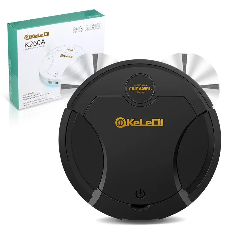 Robot Vacuum Cleaner, 3-in-1 Smart Automatic Sweeping Mopping and Suction Vacuum with Humidifier & LED Atmosphere Light, USB Rechargeable Wireless Floor Cleaner for Pet Hair, Hardwood Floors