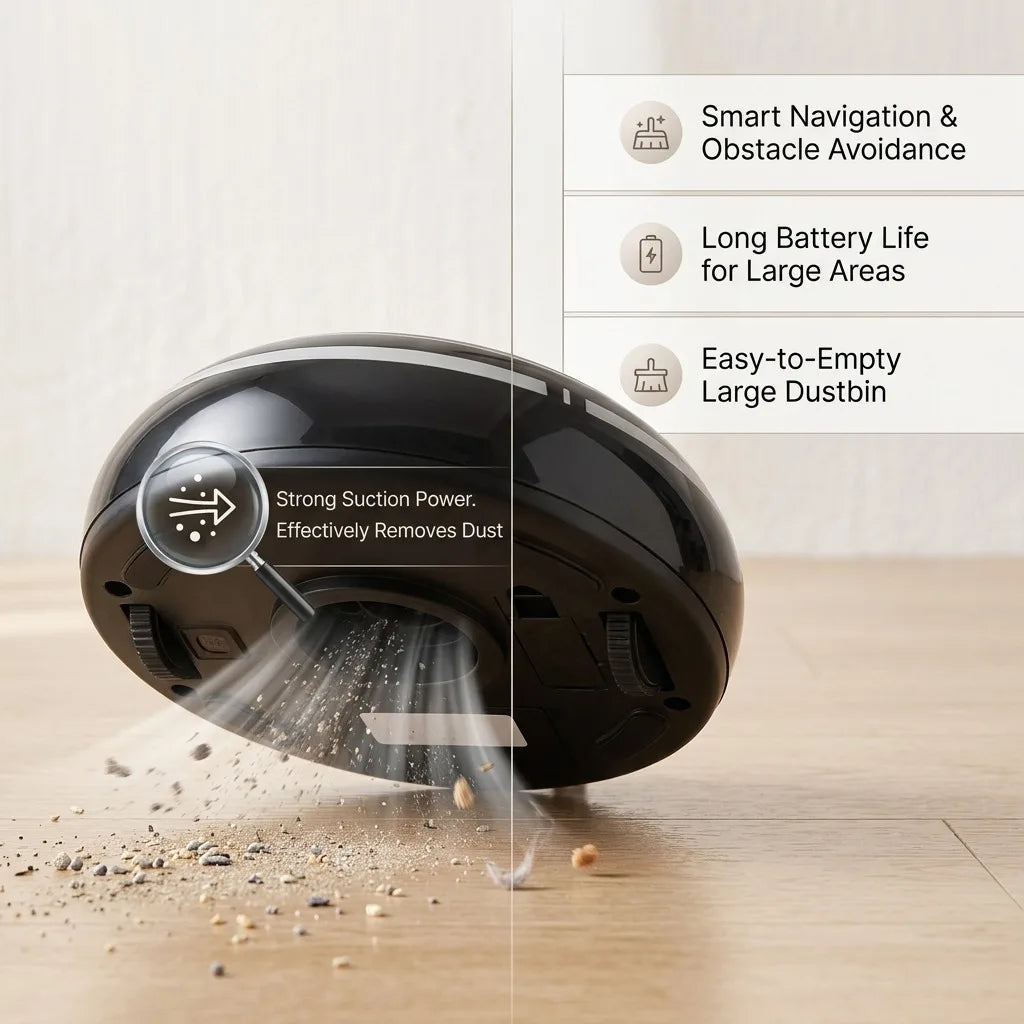 Robot Vacuum Cleaner, Smart Fully Automatic Sweeping and Vacuuming Robot with USB Charging, Compact Mini Robotic Sweeper for Hard Floor, Pet Hair, Home and Office, 19 x 8.5 x 19cm