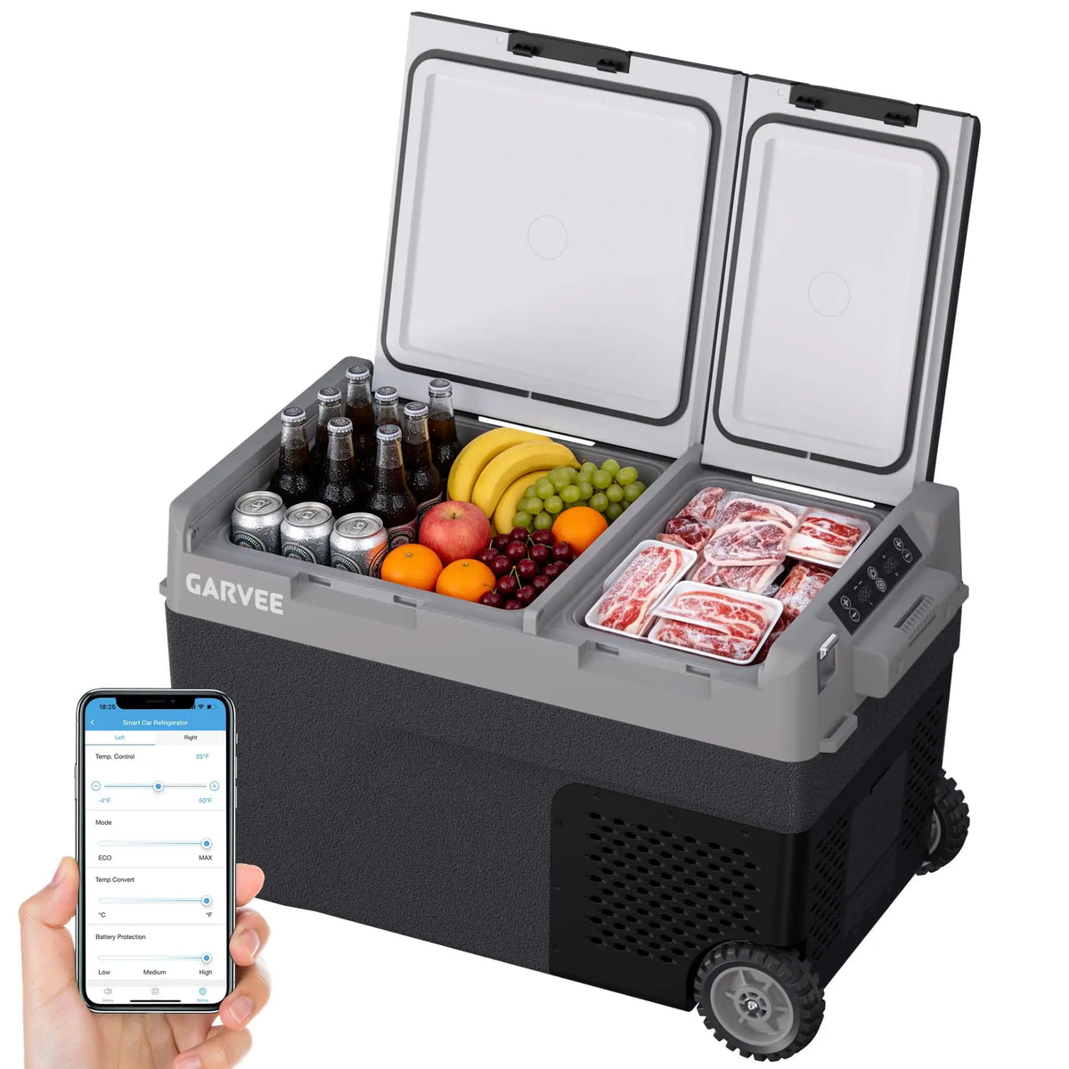 Dual Zone Car Refrigerator 40QT 38L Portable Freezer Compressor Electric Cooler Rapid Freezing Minus 4F To 68F 12V 24V Can Internal Battery Not Included