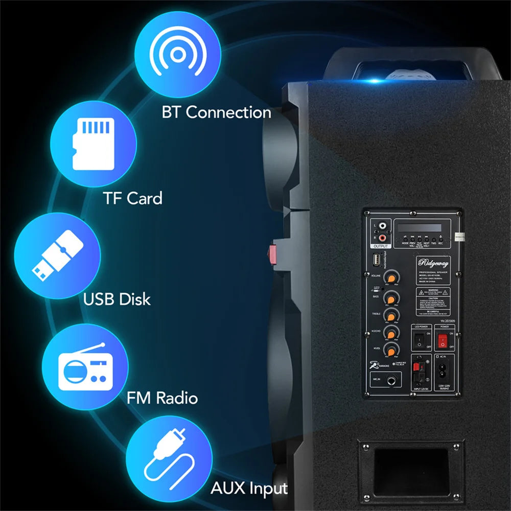 9000W Portable Bluetooth Speaker Heavy Bass Sound System Party Dual10" Subwoofer Led Light Rechargeable Loud Dj Speaker - Boltvibewarehouse