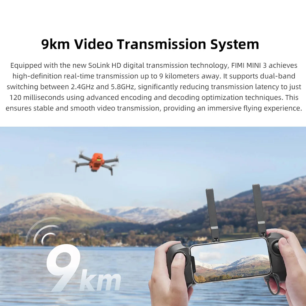 FIMI X8 MINI 3 Performance Edition Long Range FPV Drone 4k Professional ELRS 2.4G Receiver+Battery+6-Port Charger Mini Drone Drones con cámara