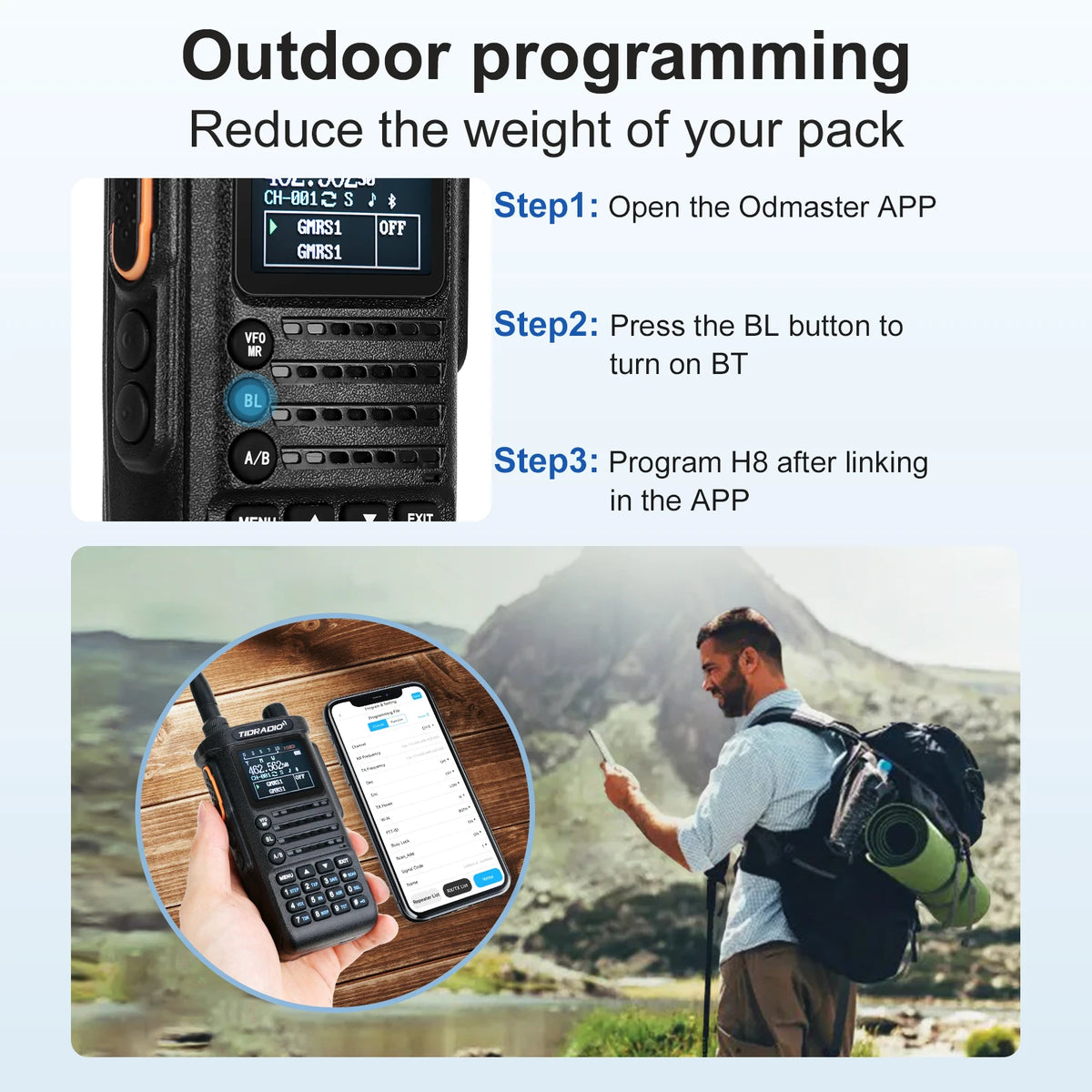 2nd Gen TIDRADIO TD-H8 10W Profession Walkie Talkie Long Range Emergency Radio Portable Two Way Radio Receiver Search Repeaters