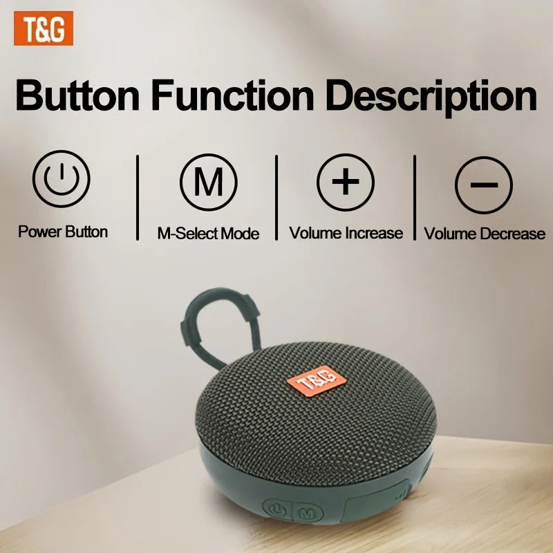 TG352 Bluetooth Speaker with Carry Rope, Bluetooth 5.3 Wireless Audio, USB Rechargeable, Hangs on Bags & Bicycles, Compatible with Phone/PC/Tablet, Great for Travel, Party, Outdoor Use & Gift Giving - Boltvibewarehouse