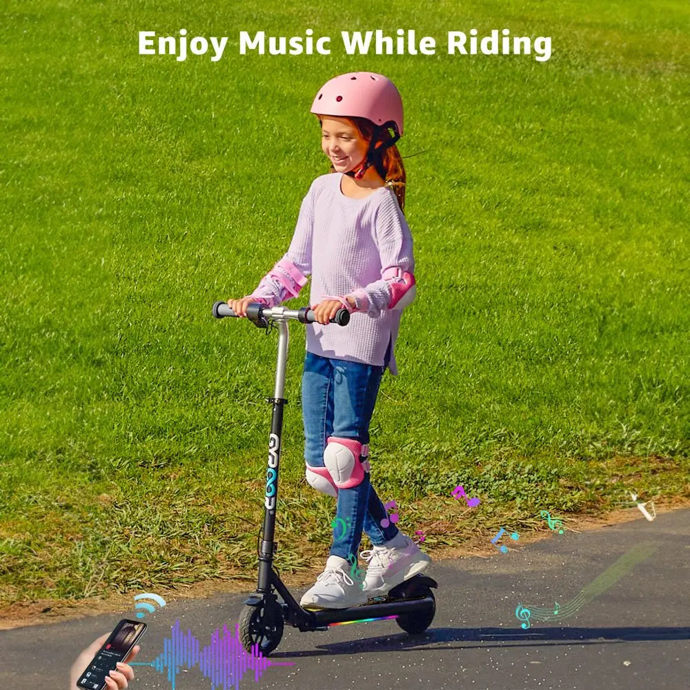 GYROOR Electric Scooter for Kids Age 6-12, 150W Motor 10mph Speed Electric Scooter with Adjustable Handlebar and LED Lights
