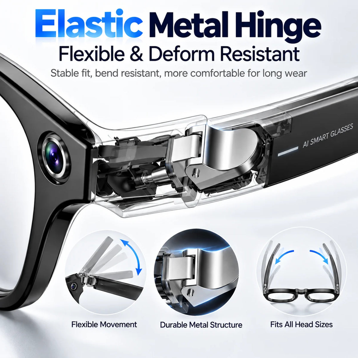 NEW AI Smart Glasses with 4K Camera 20MP Video Recording WiFi6 Voice Translation Open Ear Audio Bluetooth Smart Eyewear