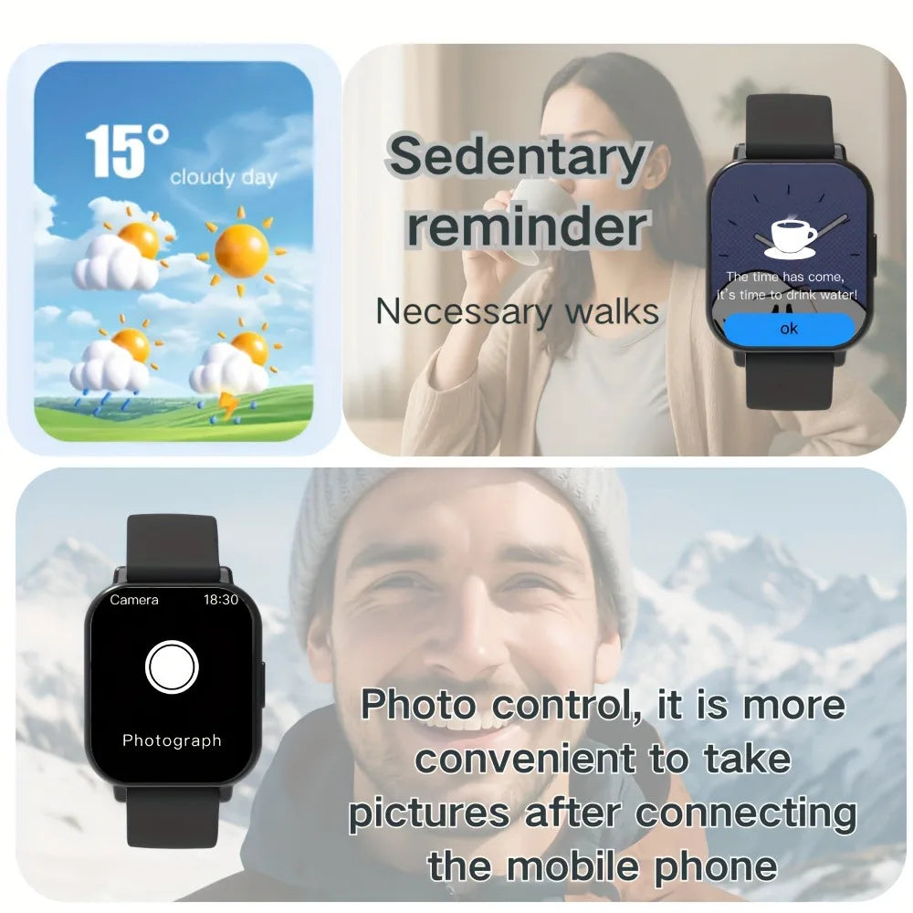 2026 Smart Watch for Men Women Square HD Screen: Wireless Calling with Dial Pad, Frequent Contacts Message Reminder