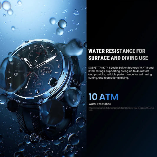 KOSPET TANK T4 Special Edition GPS Smartwatch Men Military Watch with 2 Bracelets 10ATM Offline Maps 180+ Sports Model