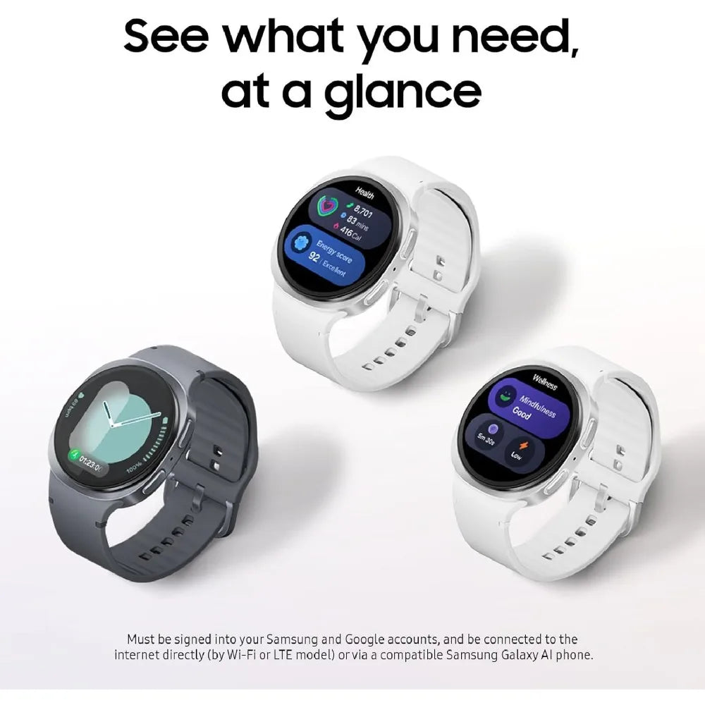 44mm Silver Smartwatch with Fitness Tracking, Sleep Coach, and Heart Rate Monitoring