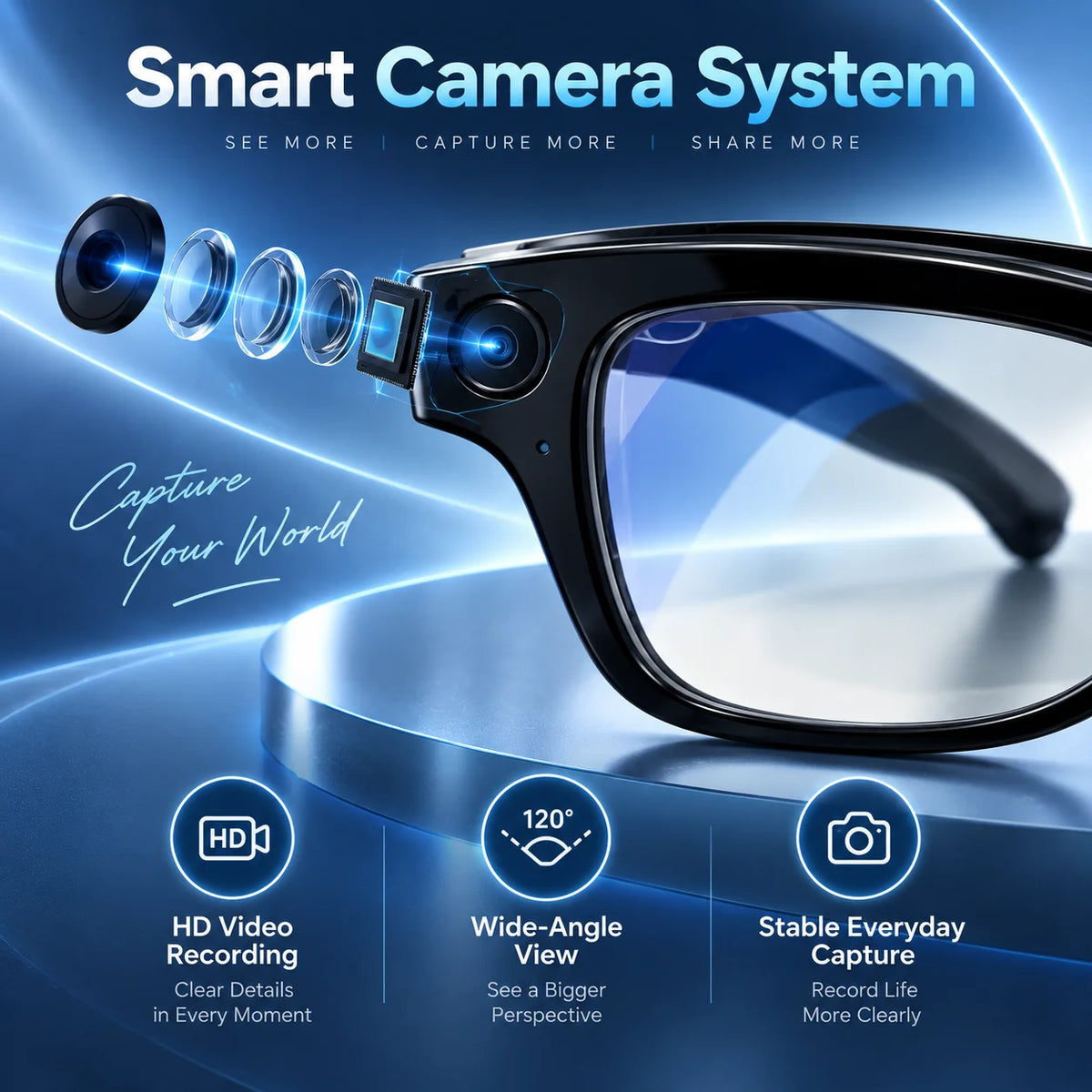 2026 Smart AI Glasses 1080P HD Camera M02 Ultra ChatGPT 3600mAh Charging Case Power Bank 32GB Translation Music Video Sunglasses