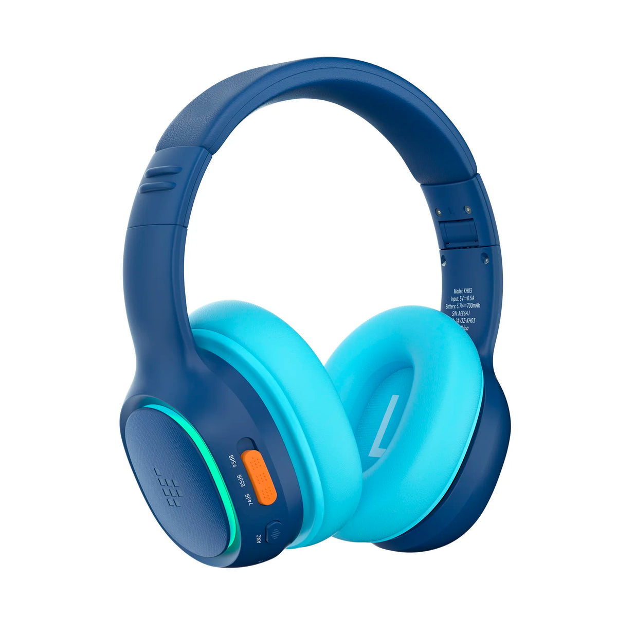 Tronsmart KH03 Active Noise Cancelling Kids Headphones, Foldable Bluetooth Headset with HD Mic for Class Clarity, Soft Protein Earpads, 7-Color LED, Safe Volume Limit, 70H Battery for Travel/Study