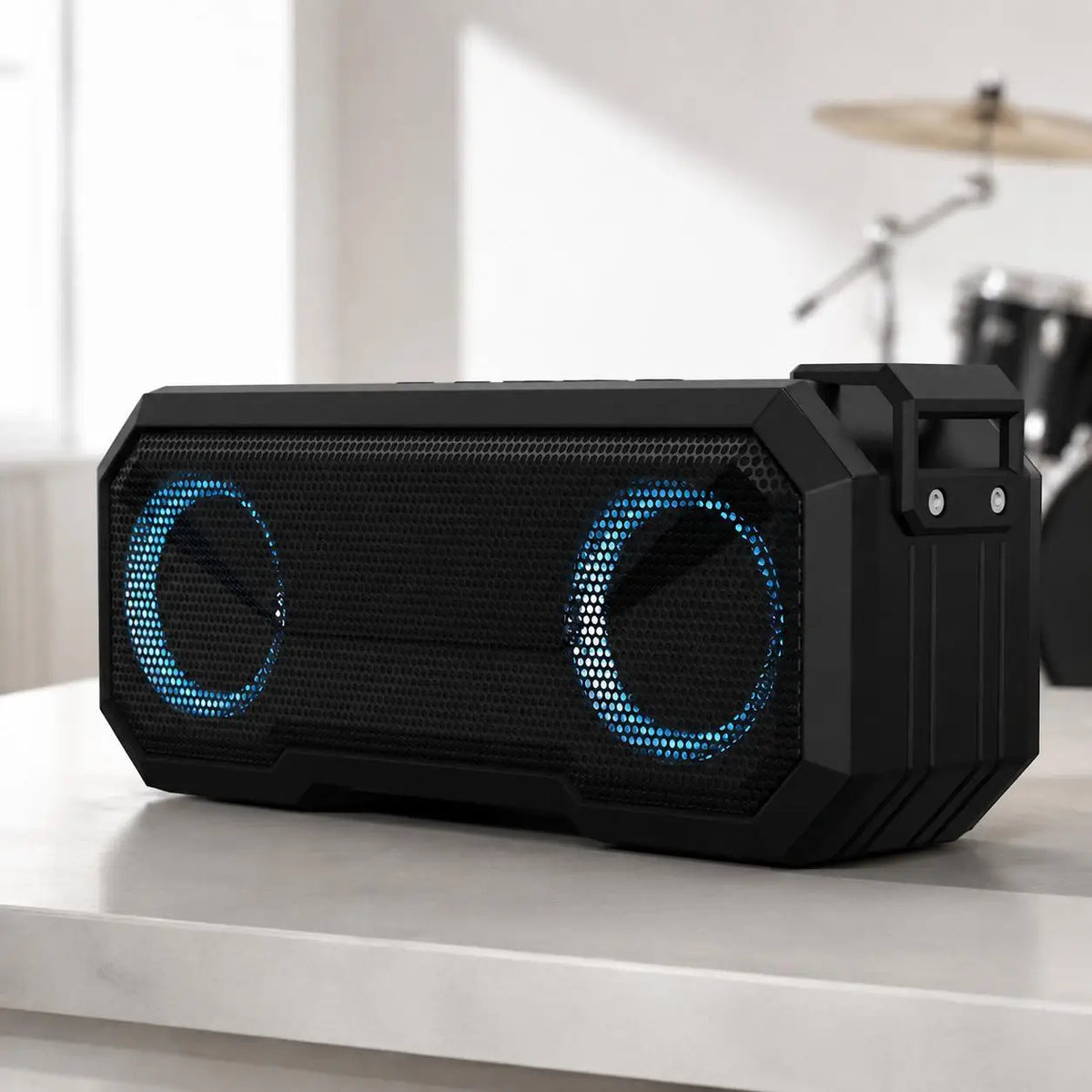 Portable Bluetooth Speaker Wireless LED Flash Light TWS Bass Stereo IPX7 Waterproof Loudspeaker FM Radio 12 Hours Playtime Subwoofer Outdoor Boombox for Pool Beach Party Camping Travel Smartphone Compatible - Boltvibewarehouse
