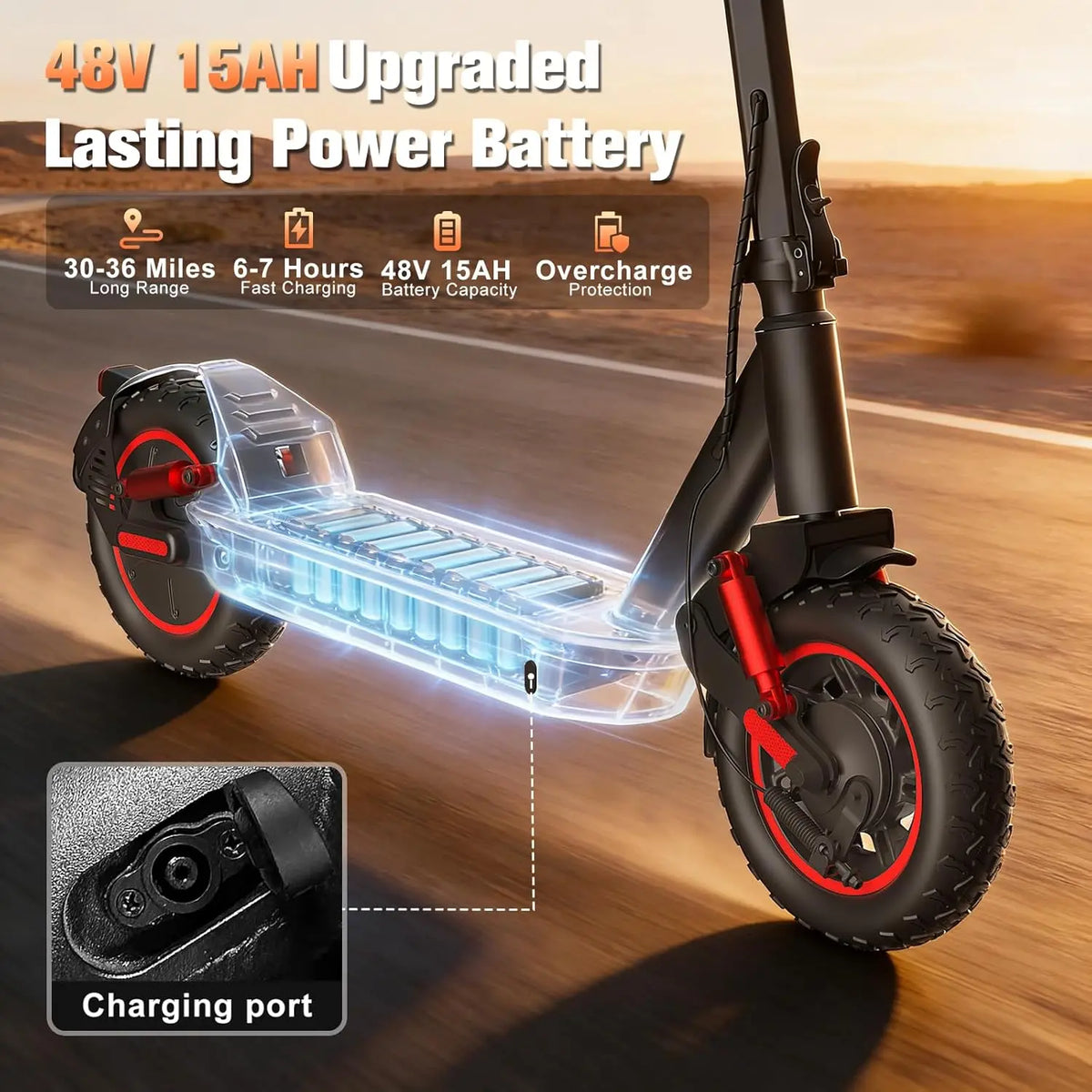 OBX Electric Scooter for Adults 1200W Powerful Motor 31Miles Long Range Dual Braking System 30Mph Max Speed 10'' Foldable E Scooter with APP Control