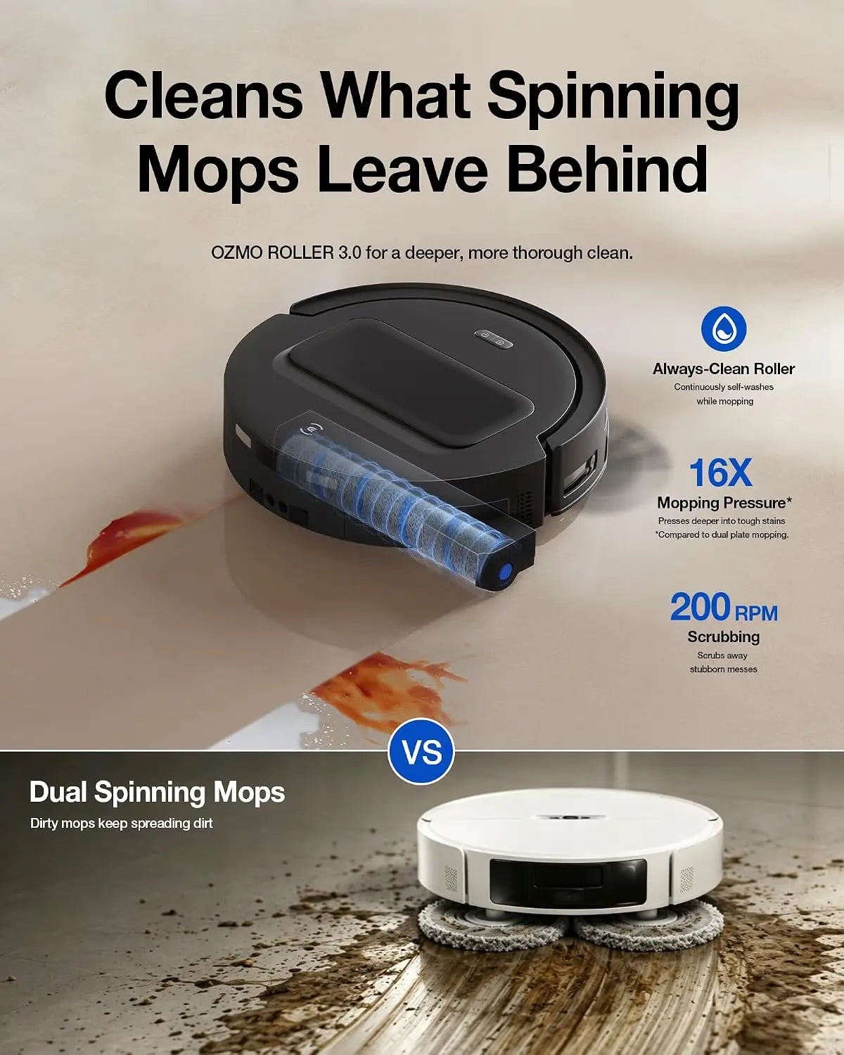 Robot Vacuum with OZMO Roller 3.0 Mopping System, 40000Pa Powerful Suction, Max Plus Series