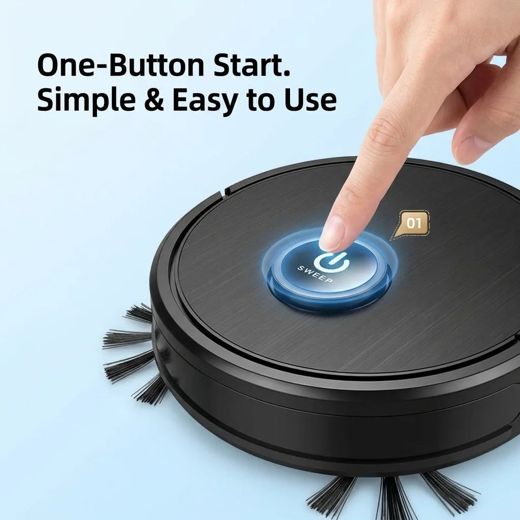 Robot Vacuum Cleaner 3-in-1 Sweeping Mopping Suction, 4.5cm Ultra-Slim Robotic Vacuum with 45dB Low Noise, Smart Obstacle Avoidance, USB Rechargeable Floor Cleaner for Hardwood Floor, Pet Hair, Home Gift