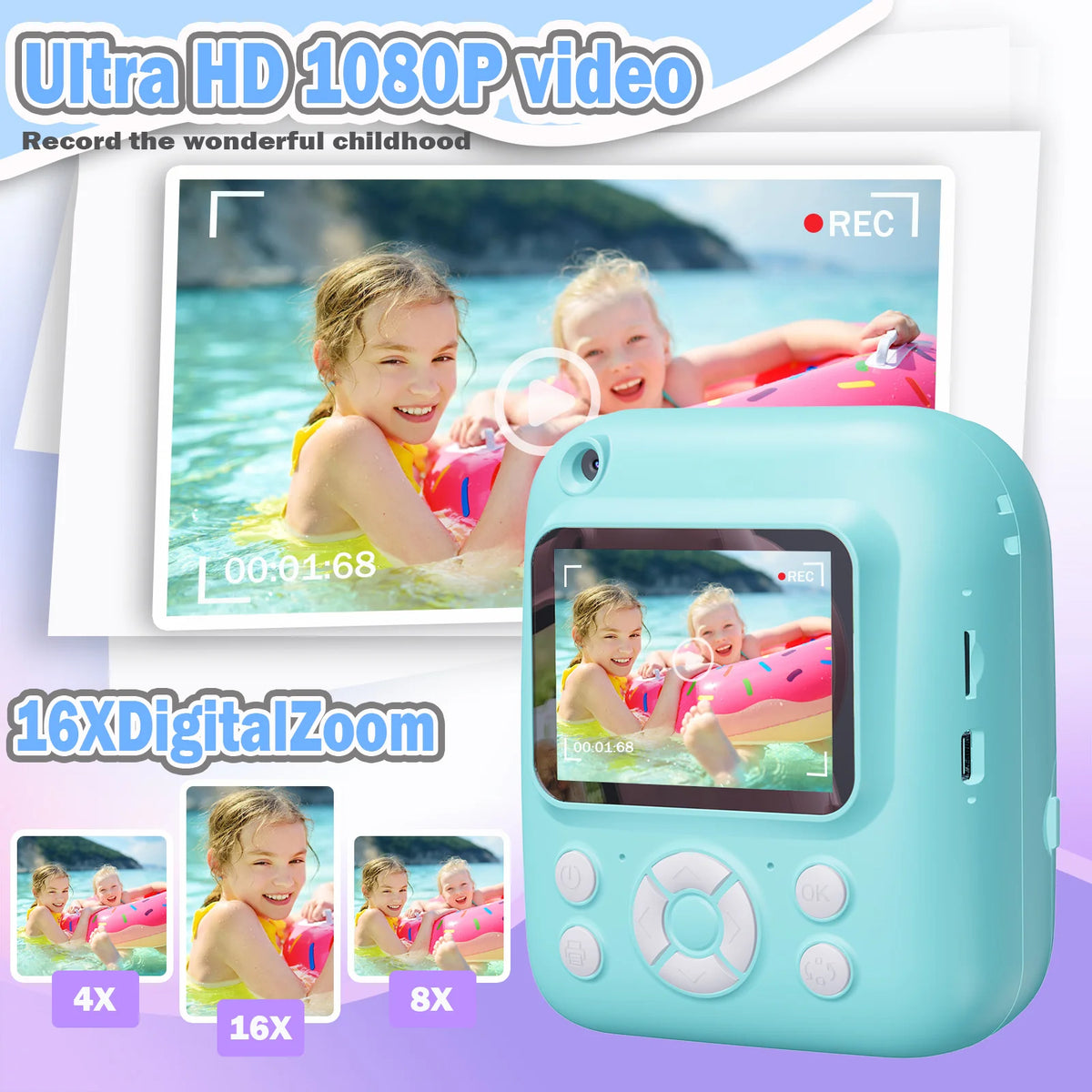 Instant Print Camera Digital Camera With 3 Rolls Print Paper, 1080P HD Ditigal Camera 2.4 Inch Screen, Selfie Video Camera, USB Cable/Color Pen/Bag/ Included, electronics,Small For Boys Girls Teens Students Seniors,Christ