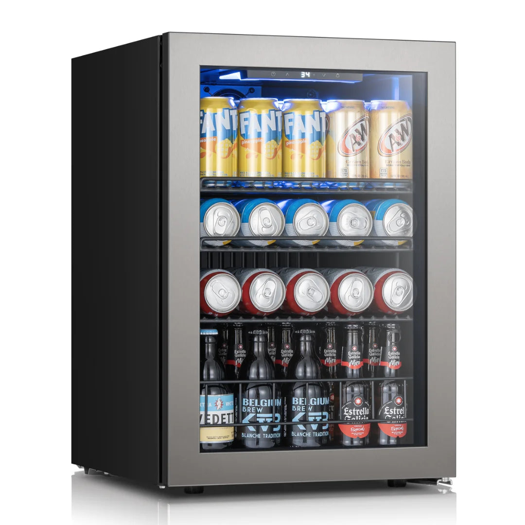 Ca'Lefort Beverage Cooler 62L Mini Fridge Direct Cooling Digital Temperature Control Beverage Refrigerator with Reversible Glass Door, Adjustable Shelves for Soda, Beer & Drinks, for Dorm, Office & Home
