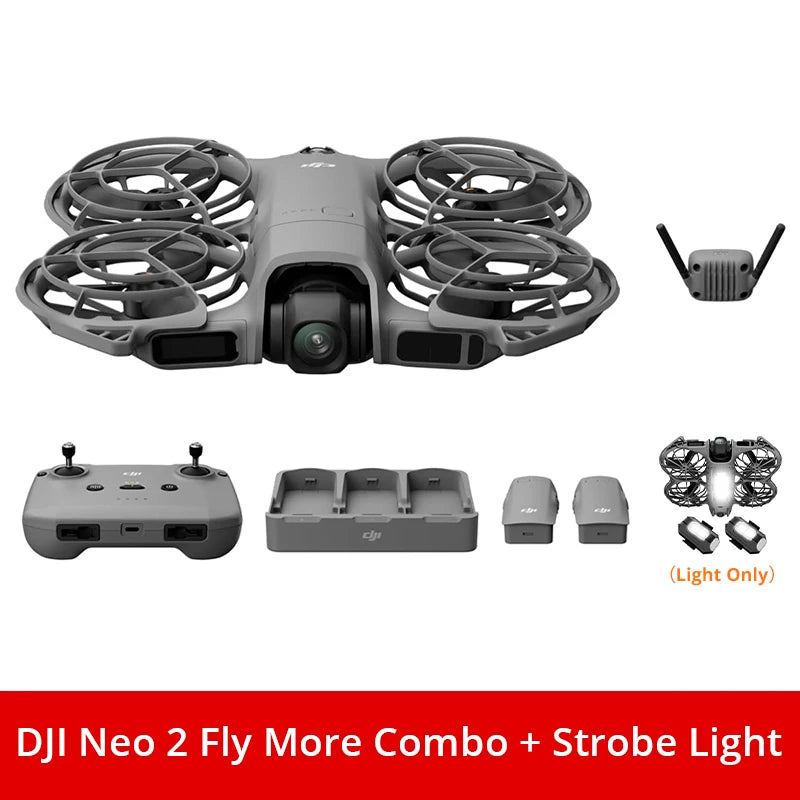 DJI Neo 2 Fly More Combo Drones With a Camera and Optional Accessories Drone 4k Professional Palm Takeoff & Gesture Control, ActiveTrack for Cycling, Omnidirectional Obstacle Avoidance