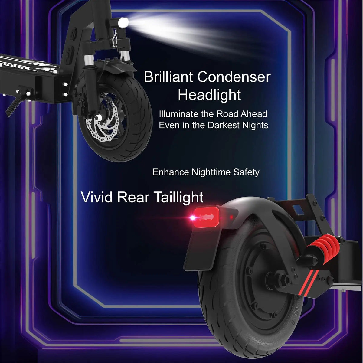 500W 48V Electric Scooter for Adults 40km/h Off Road E-Scooter 10 Inch Wide Tire 150kg Max Load Foldable Long Range Scooter