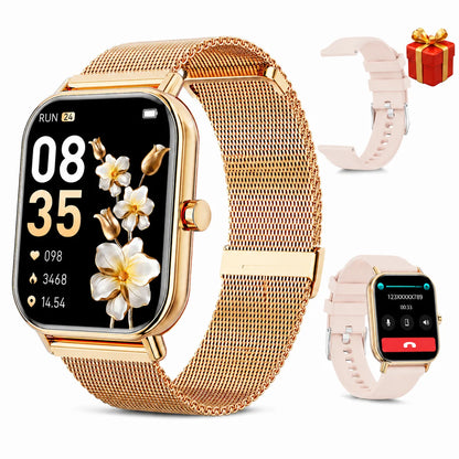 Women Fashion Smart Watch 1.85 Full Screen Bluetooth Calling Smartwatch Sleep Blood Oxygen Monitor Milan Strap Health Fitness