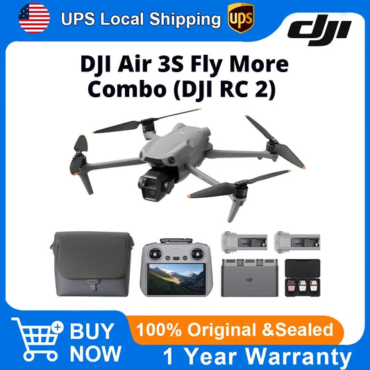 DJI Air 3S Drone with RC 2/RC-N3 Remote Controller - Drone 4K Professional Imaging Dual Camera (1" CMOS & 1/1.3"), 4K/60fps HDR, Omnidirectional Obstacle Avoidance, O4 FHD Transmission for Professional Aerial Photography & Co
