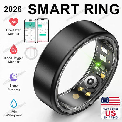 2026 New Smart Ring, Precision Health Sensor, Business Design, Blood Pressure Heart Rate Sleep Monitor, IP68 Waterproof, US Stock Fast Free Shipping