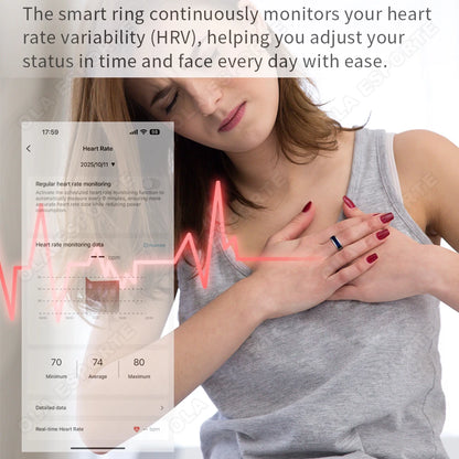 2026 Smart Ring with Touch Display Screen, Wireless Charging, Health Manager, 5ATM Waterproof For Men Women Smart Rings R12 R08