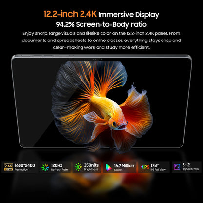Blackview MEGA 12 Tablet Android 16 5G 12.2" 2.4K 120Hz Display Dimensity 7200 CPU IP69K Waterproof 50MP Cameras 10000mAh Pad PC