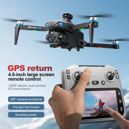 RG709 Pro GPS Drone, Optical Flow Positioning, 1080P Dual Camera 90° Adjustment, 25-Min Flight, Brushless Power, One-Key Return