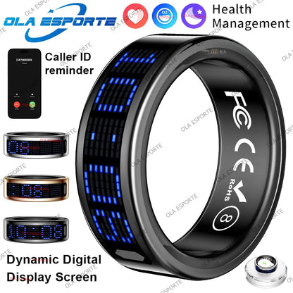 Health Smart Ring Heart Rate Blood Oxygen Time LED Display Screen Sleep Monitor Worship Count Smartring Bluetooth Connection 2026 New Sr16