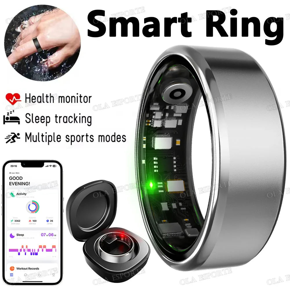 2026 Smart Ring Blood Pressure Heart Rate Sleep Monitoring Smartring IP68 & 5ATM Waterproof Multi-sport Smartring Man Women Shipped From US R100