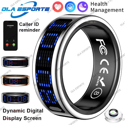 Health Smart Ring Heart Rate Blood Oxygen Time LED Display Screen Sleep Monitor Worship Count Smartring Bluetooth Connection 2026 New Sr16