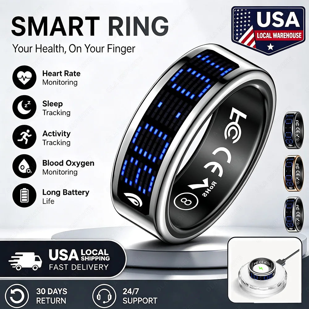 2026 Smart Ring with Touch Display Screen, Wireless Charging, Health Manager, 5ATM Waterproof For Men Women Smart Rings R12 R08