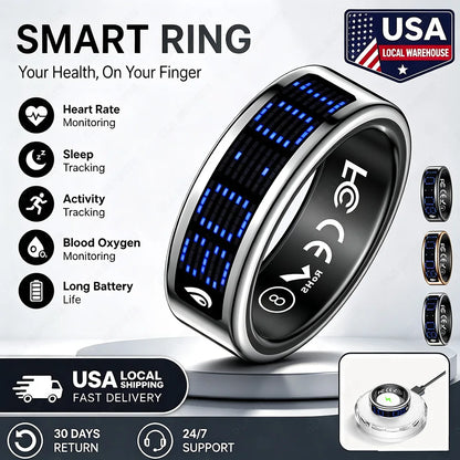 2026 Smart Ring with Touch Display Screen, Wireless Charging, Health Manager, 5ATM Waterproof For Men Women Smart Rings R12 R08