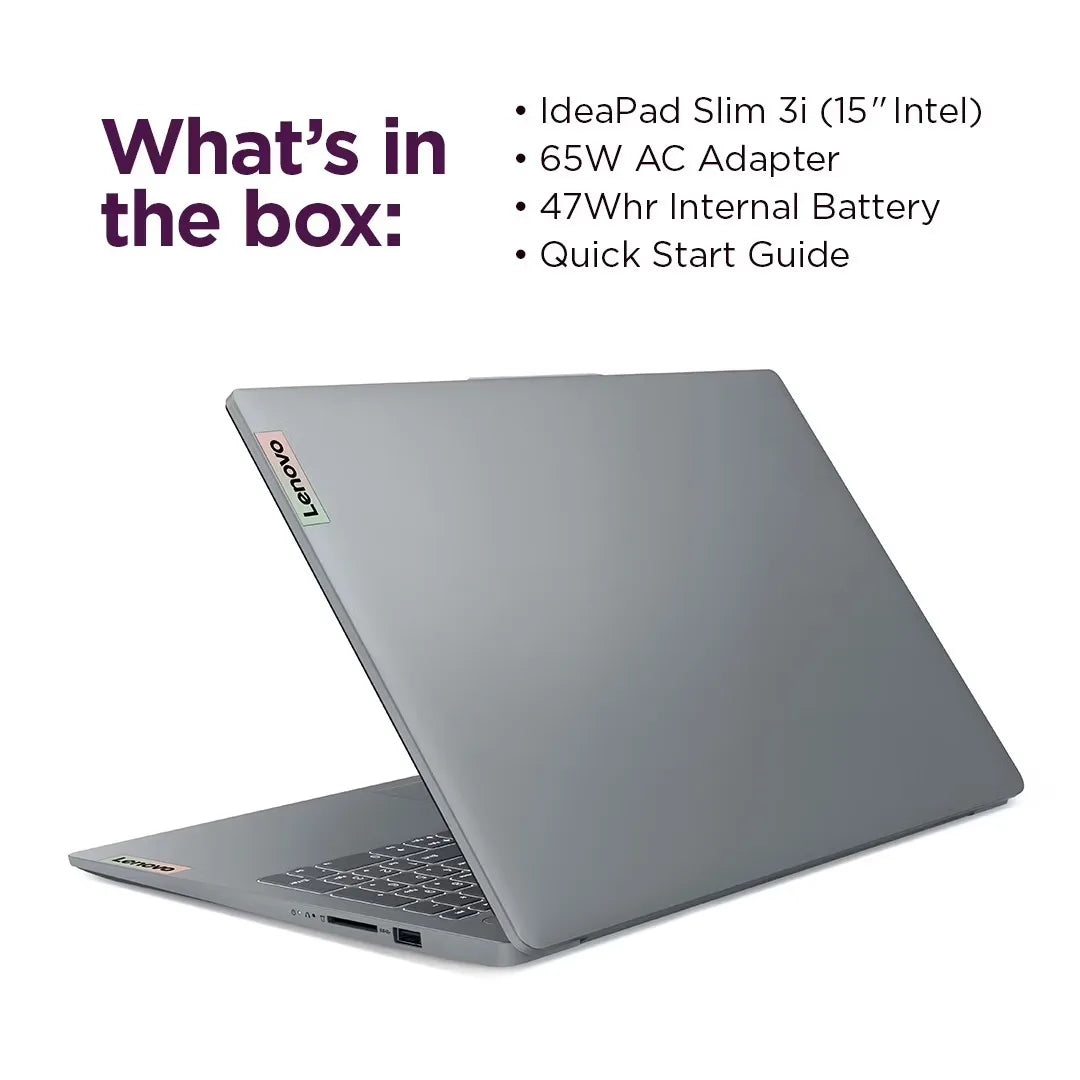 Lenovo IdeaPad Slim 3i 15.6" Full HD Laptop, Intel N100, 4GB RAM, 128GB SSD, Windows 11 Home , Arctic Grey